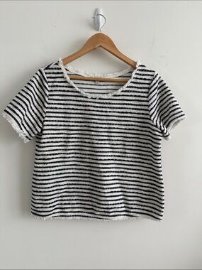 Green Envelope Black & White Striped Short-Sleeve Top